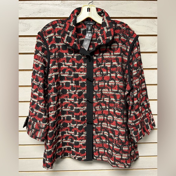Ali Miles Jackets & Blazers - Ali Miles Red and Black Textured Jacket